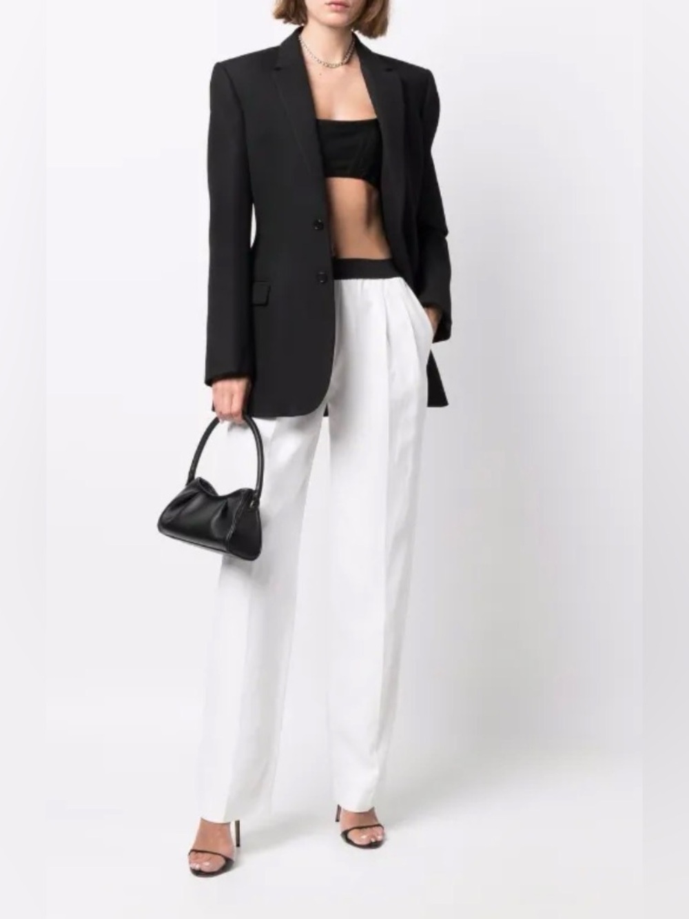 NWT Loulou Studio Black & White Wide-Leg High-Waist Trousers Size M